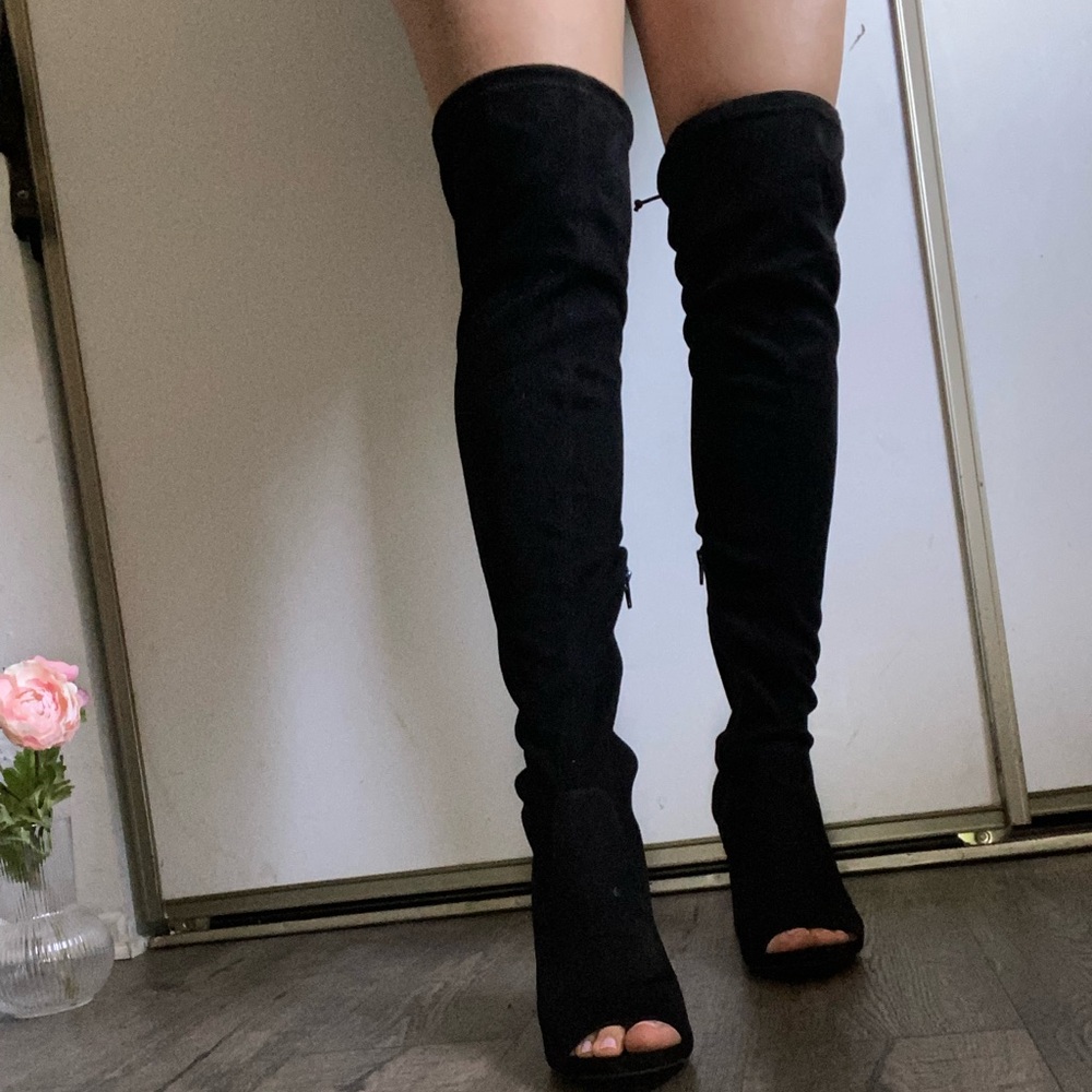 Peep toe over the knee boots